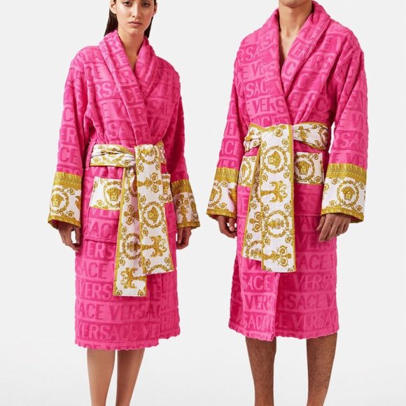 Authentic VERSACE I ♡ BAROQUE BATHROBE - Unisex Pink Size M - Picture 8 of 9